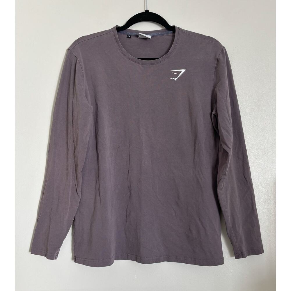 Light Grey Gym Shark Long Sleeve Cotton T-Shirt M